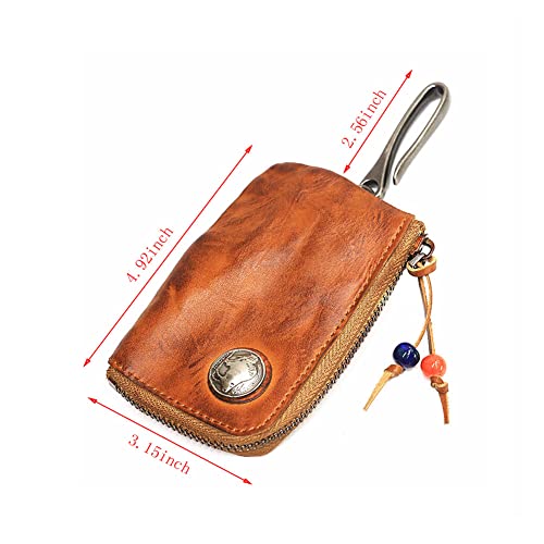 1 Pcs Leather Mini Medieval Pouch Keychain, Coin Organizer, Change Holder, Leather zipper Pouch for Men & Women