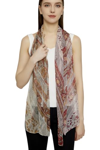 PANTONIGHT Long Chiffon Sheer Scarf Gradient Shaded Colors Lightweight Scarf For Womens - color: Brown 722
