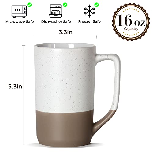16 OZ Large Coffee Mug, Ceramic Coffee Mugs, Big Tea Cup, White - color: White