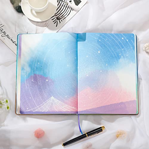 SIIXU Space Art Notebook for Writing, Decorated B5 Journal with 160 Blank Colorful Pages, Unique Galaxy Design on Each Colored Page, Large, Hardcover, Unlined - color: Aurora