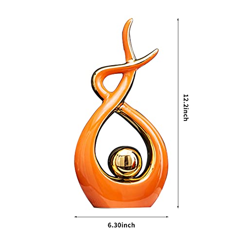 Norrclp Home Decor Modern Abstract Art Ceramic Statue Table Decor (Large) - color: Orange and Gold, size: Large