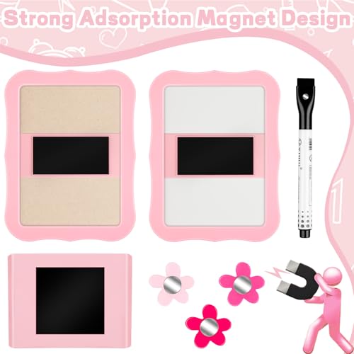 18 Pcs Locker Accessories Kit Pink Magnetic Mirror with Magnetic Pen Holder Whiteboard Cute Mini Flower Magnets and Organizing Supplies Locker Decoration for Girls School - color: Flower 1