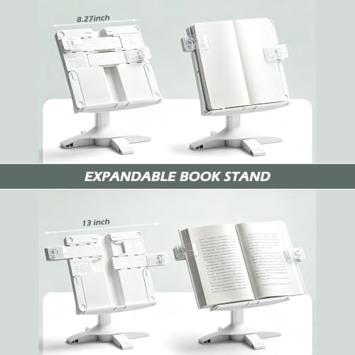 Book Stand for Reading, Page Clip for Cookbook, Recipe, Magazine, Laptop,Tablet, Foldable for Kitchen, Office, School
