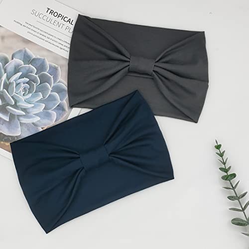 YONUF Wide Headbands for Women, 4 Pack Boho Knotted Head Bands Daily Wear - color: White, Gray, Red, Blue
