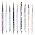 Nail Art Brushes, 9 Pcs Nail Brush Set with Liner Brush and Dotting Pens - color: 9PCS Nail Brush Set