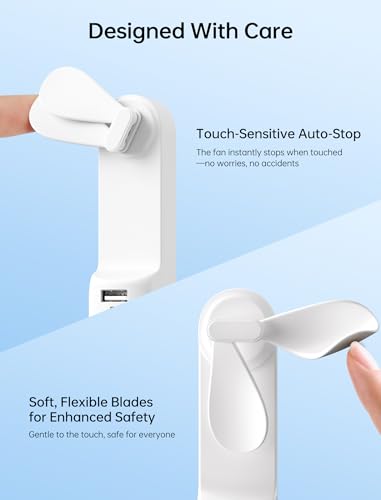 JISULIFE 3 IN 1 Portable Fan with Power Bank & Flashlight Featured - color: White