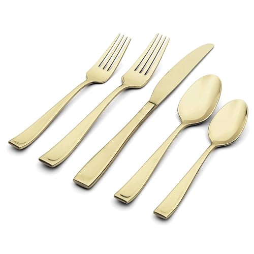 Oneida Moda Champagne Satin 20-Piece Silverware Set for 4, Flatware - style: 20-Piece Flatware Set, Champagne