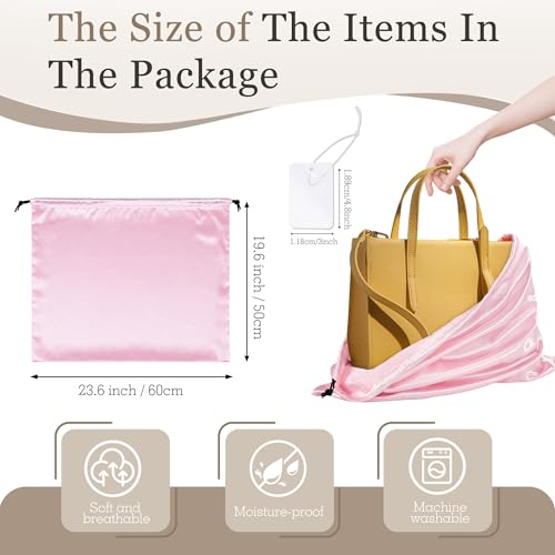 Vonty Pink Satin Dust Bags 3 Pack Drawstring Pouch for Purse, 23.6x19.6in - color: Pink, size: 23.6 x 19.6