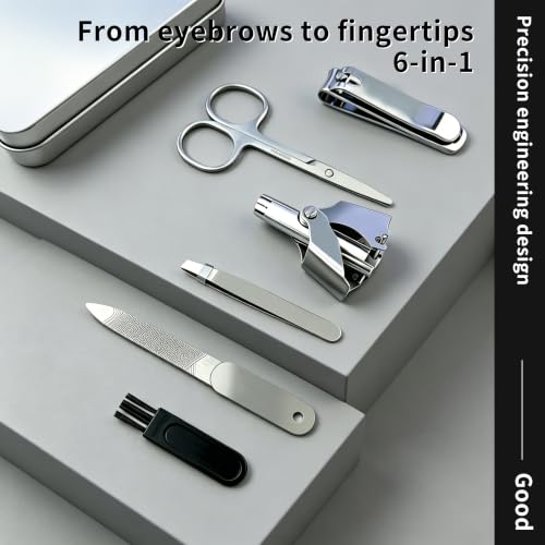 6 In 1 Stainless Steel Manicure Set Portable Nail Grooming Kit