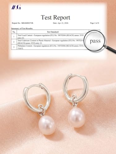 Pearl Earrings for Women,14K Gold/Silver Plated Dangle Drop Earrings - color: silver