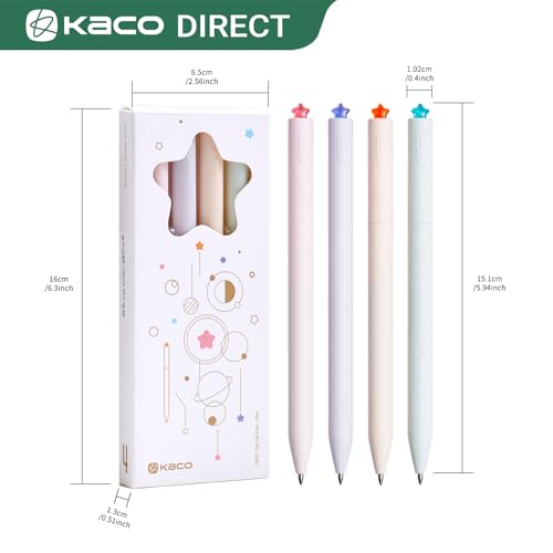 Kaco FIRST Gel Pens Cute Star Pens Black Ink 0.7mm Medium Point 4 Pieces