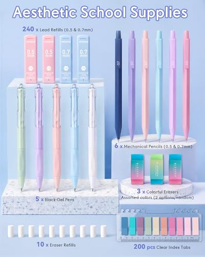 XKDOUS Mechanical Pencil Set, Cute Aesthetic School Supplies Stationery - color: Multicolor
