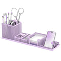Pen Holder for Desk, 6-Piece Mesh Desk Organizer with Phone Holder, Purple - color: Purple