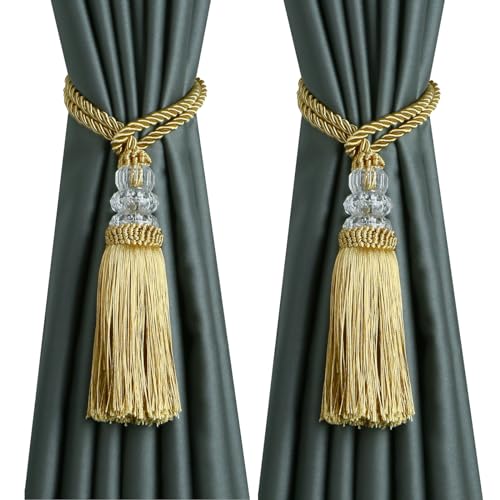 2 Pack Curtain Tiebacks with Tassel, Gold - color: Gold, size: 2