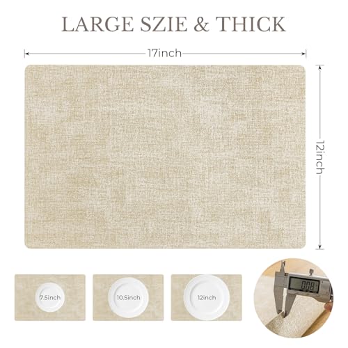 Romanstile Faux Leather Vinyl Placemats Set of 6, Beige - color: Beige
