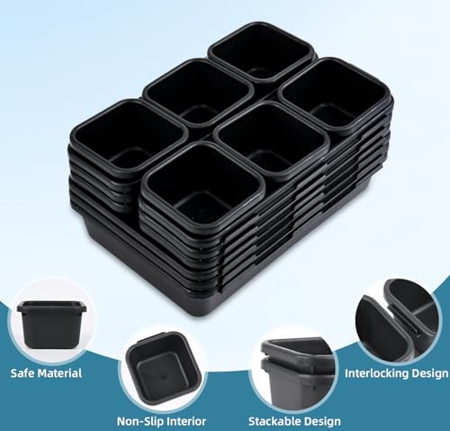 Kutesna 15PCS Interlocking Drawer Organizer, Plastic Desk Organizers Set - color: Deep Black, size: 15 pieces