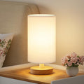 Fenmzee Small Table Lamps (White Shade - Wood Base, 9" Inline Control) - color: White Shade - Wood Base