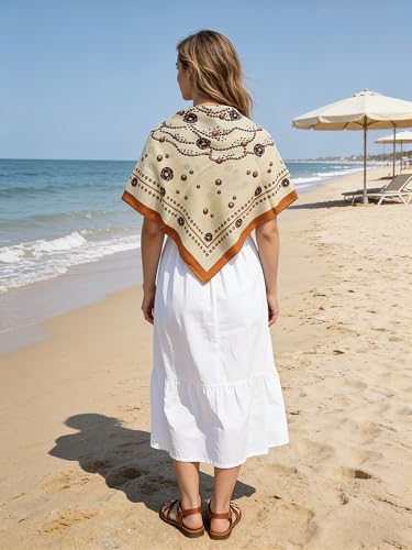 35" Head Scarf Large Square Scarf Like Cotton Hairscarf Fashion Scarves Bandana Night Sleeping Wraps for Women B01 - color: Orange Pearl Flower