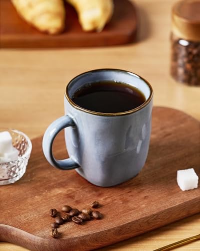 famiware Coffee Mugs Set of 8, Ocean Square 13oz Coffee Cup Set with Handle - color: Ocean Square-Blue, size: 8pcs