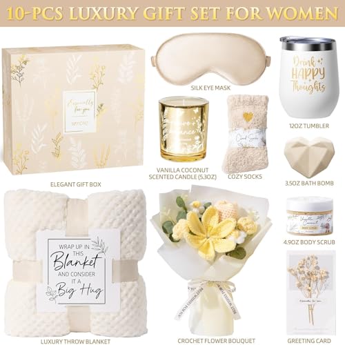 Birthday Gifts for Women, Spa Self Care Package Get Well Soon Gift Baskets - color: Ivory White - Vanilla Coconut