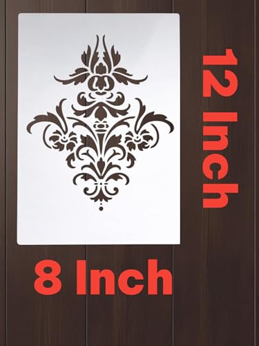 Damask Stencil – Elegant Vintage Pattern Reusable Template for Wall Painting, Furniture, Crafts, DIY Art and Classic Home Decor