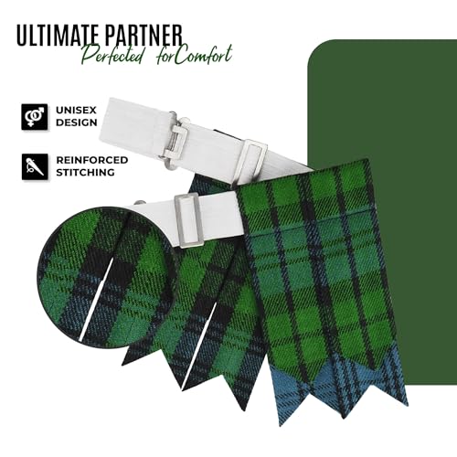 EZE Kilt Flashes for Men with Heavy Buckle Adjusters, Plain & Tartan Kilt Sock Flashes Acrylic Wool - color: Campbell Ancient