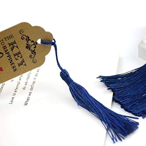 100Pcs 5 Inch Silky Bookmark Tassels for Jewelry, Souvenir(Dark Blue) - color: #52
