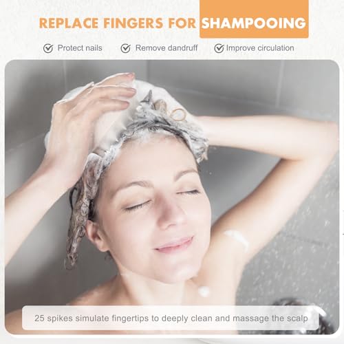 FREATECH Scalp Massager Hair Growth, Scalp Scrubber Shampoo Brush with Soft Silicone Bristles for Dandruff Removal and Hair Care, Wet & Dry Hair Massager Scalp Exfoliator, Beige - color: Beige