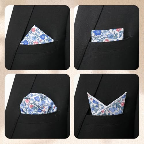 Cotton Floral Handkerchiefs for Men Wedding Evening Daily Work Prom - color: Blue,green,pink,white