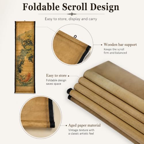 Wall Art Poster Prints Painting Scroll Decor Autumn Chrysanthemum Koi Fish - color: D3