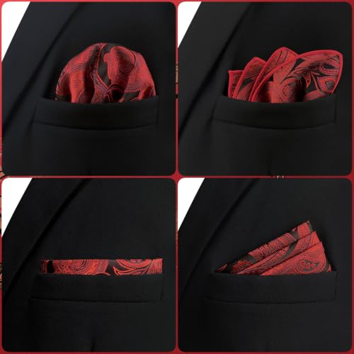 S&W SHLAX&WING Mens Pocket Square Paisley Multicolor Large for Business Wedding - color: Ah62