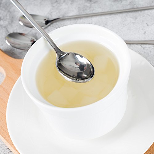 Long Handle Iced Tea Spoons, 9" 18/10 Stainless Steel Cocktail Stirring Spoons with Thickened Ergonomic Handle, Tall Coffee & Latte Stirrers, Dessert Spoon Set, Dishwasher Safe (9 IN) (Pack of 2) - color: Silver 9 IN, size: pointed (Pack of 2)