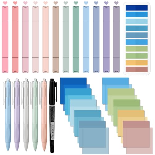 Jutom 38 Pcs Book Annotation Kit for Bible Study, Blue Series, Square - color: Blue Series