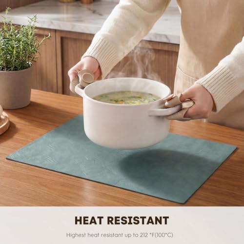 Artoid Mode Blue Faux Leather Placemats Set of 6, 12x18 Inch Waterproof Wipeable Heat Resistant Vinyl Place Mats, Reversible Table Mats for Winter Kitchen Dining Decor - color: Blue, size: 12" x 18", Rectangular Set of 6