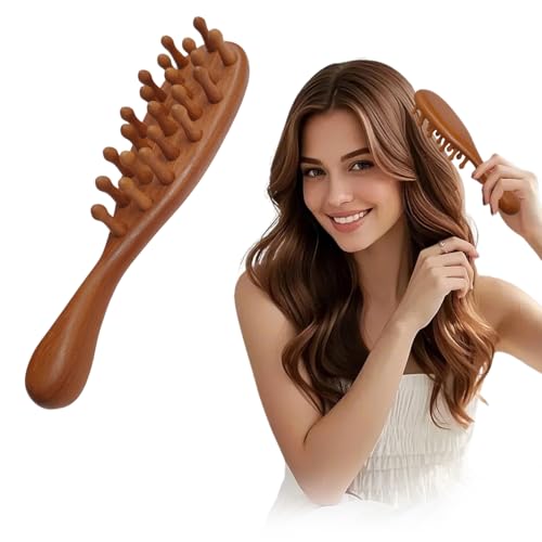 Wooden Scalp Massage Comb - Sandalwood Head Massager Tool, Gua Sha Brush for Women Men Hair Growth - size: long comb