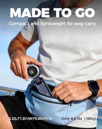 Diveblues Portable Handheld Turbo Fan, 5 Gear Wind, Battery Operated, Up to 12 Working Hours, 3 IN 1 Hand Fan with Air Turbo Tech Cooling Fan for Outdoor Activities, Travel, Working - color: Starlit Night