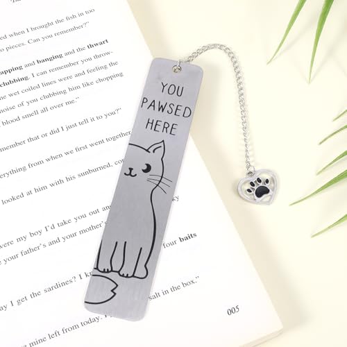 Cat Pendant Bookmark, Cute Cat Gifts Funny Silver Animal Metal Book Marks - style: Silver Cat