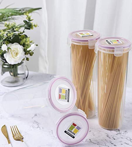 Komax Biokips Spaghetti Container Storage Noodle/Pasta Container 44oz (set of 4) - Airtight, Leakproof with Locking Lids - BPA Free Plastic - Microwave, Freezer, and Dishwasher Safe Pasta Holder
