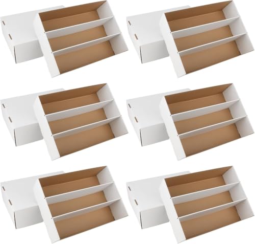 6 Pack Trading Card Storage Box, 2340 Count Card Storage Box White Sports Cards Storage Box Card Organizer Box Bulk Cardboard Card Storage Trading Card Box for Organizing Soccer Basketball Game Cards - style: 6 Set-1