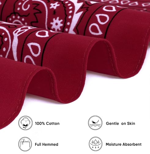 Bycc Bynn Large Soft Cotton Bandanas Pack for Men & Women 22 x 22 inches - color: 2