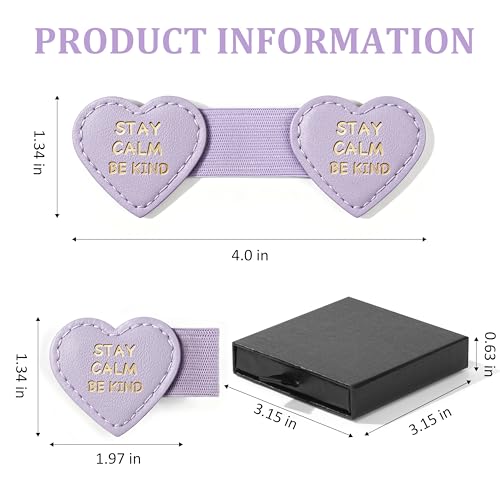 2Pcs Magnetic Leather Heart Bookmarks with Pen Holder, Cute Inspirational Motivational Quotes Book Markers Clip with Gift Box, Reading Accessories for Book Lovers Women Teachers (Stay Calm Be Kind) - color: Purple-stay Calm Be Kind