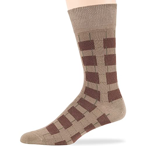 7BIGSTARS Men Cotton Patterned Crew Dress Socks 4-6 Pack, L 9-12 - color: Brown, Olive Green, Khaki (A40)