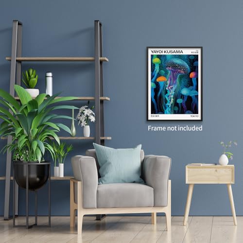 rumlud Colorful Ocean Jellyfish Wall Art Unique Japanese Animal Posters Yayoi Kusama Canvas Prints for Living Room Bedroom Wall Decor 08x10 inch Unframed - color: Trendy 4-Unframed, size: 10"L x 8"W