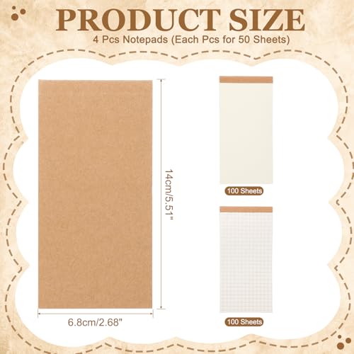 PATIKIL Portable Field Notes, 4 Pcs Small Notepads 50 Sheets Pocket Notebooks Memo Books to Do List Organizer Planner Daily for Work Office Journey, Grid/Blank - style: Grid/Blank