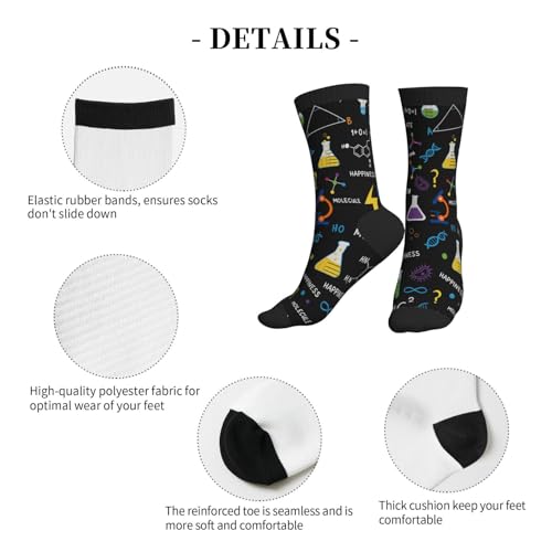 Crew Athletic Socks Funny Crazy Casual Sports Novelty Dress Socks for Women Men Running Hiking - color: Science Chemistry Math