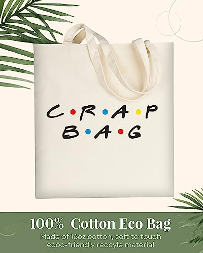 AUSVKAI Canvas Tote Bag Aesthetic Cute For Women College Grocery Bag Cotton Cloth Beach Totes Gift - color: Crap Bag