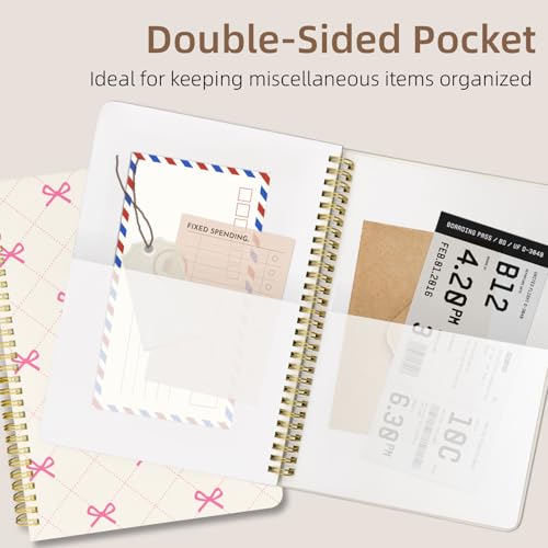 Cute Spiral Notebook Lined Journal B5 Note Book with Pocket, Bow - color: Small Bow