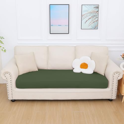 hyha Milk Silk Couch Cushion Covers, Sofa Covers for 3 Cushion Couch - color: Bronze Green, size: Seat Cover Large