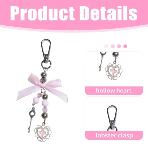1 Gothic Keychain, Pink Pendant Bowknot Goth Keychain Gothic Style Themed Fashion Accessories for Daily Use Party Cosplay Accessories for Women