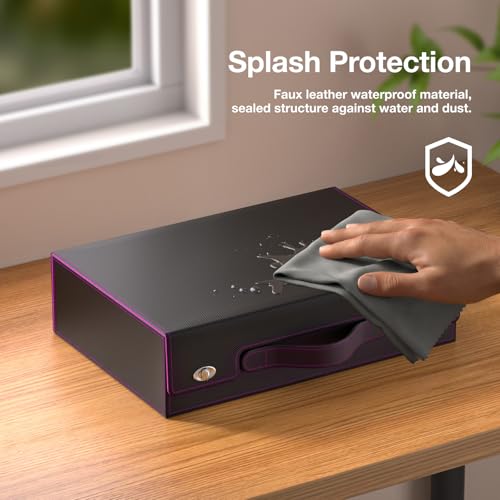 Trading Card Storage Box 3900+ with Handle, Black Purple - color: Black Purple, size: 3900+ with Handle & Metal Latch